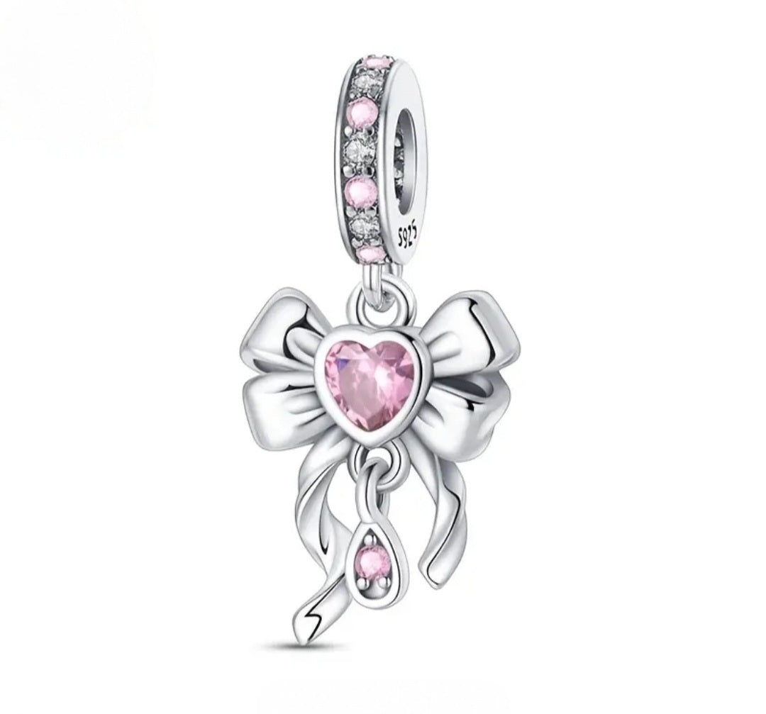 Bowknot with Pink Heart Pendant