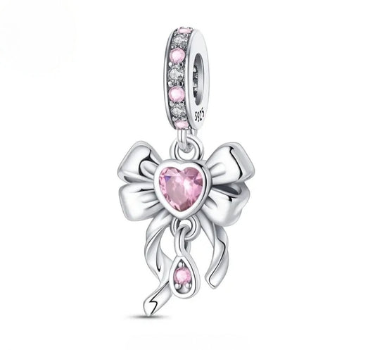 Bowknot with Pink Heart Pendant